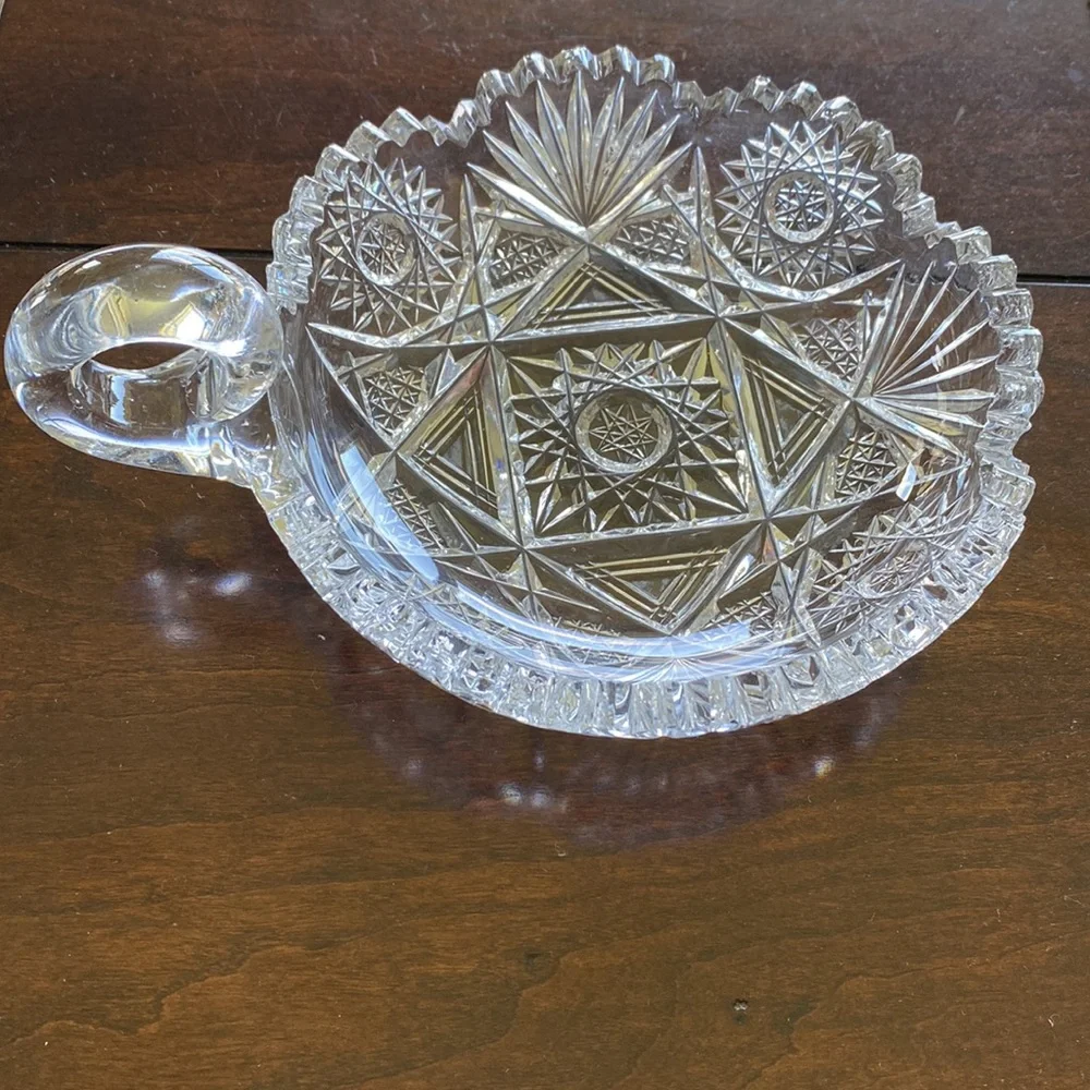 Antique Cut Glass ABP Paneled Star Serving Dish - Clear!